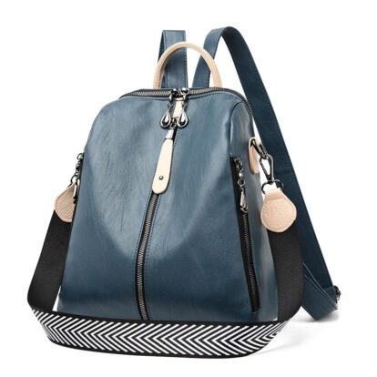 Sac A Dos De Ville En Simili Cuir Bleu Pour Femme