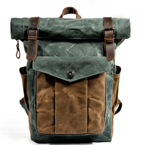 Sac A Dos En Cuir Et En Toile Vintage