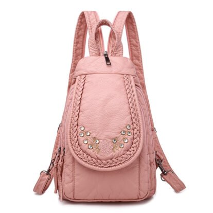 Sac A Dos En Cuir Pu Rose Avec Pierre Strass