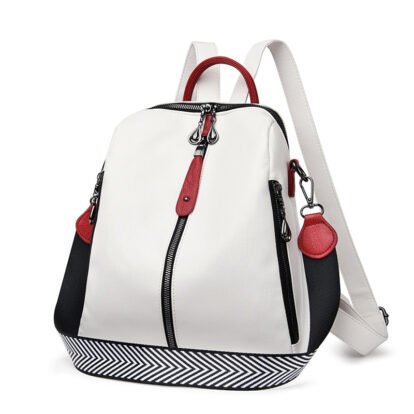 Sac A Dos En Cuir Simili Rouge Et Blanc De Ville