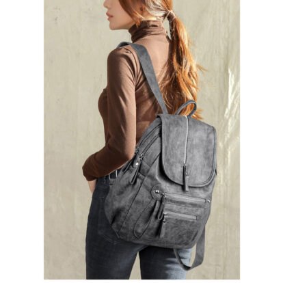 Sac A Dos Femme Simili Cuir Gris