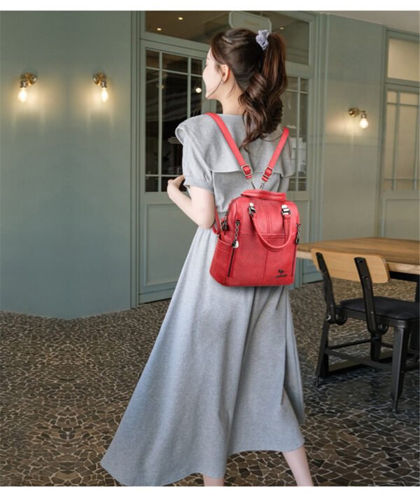 Sac A Dos Rouge En Simili Cuir Avec Grain Femme