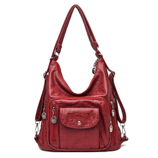 Sac A Dos Simili Cuir Prune 3 En 1