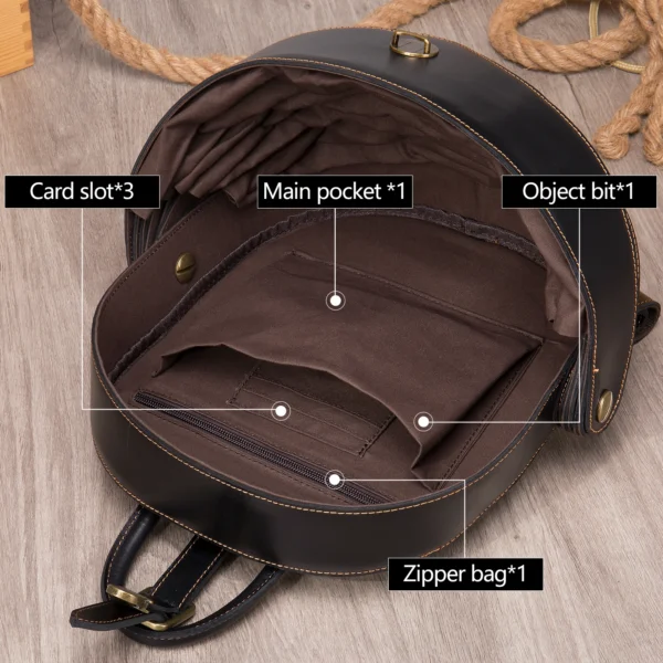 WESTAL Sac dos en cuir de cheval Elin pour femme mini cartable rond sac main antivol 2