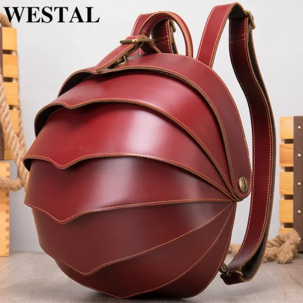 WESTAL Sac dos en cuir de cheval Elin pour femme mini cartable rond sac main antivol